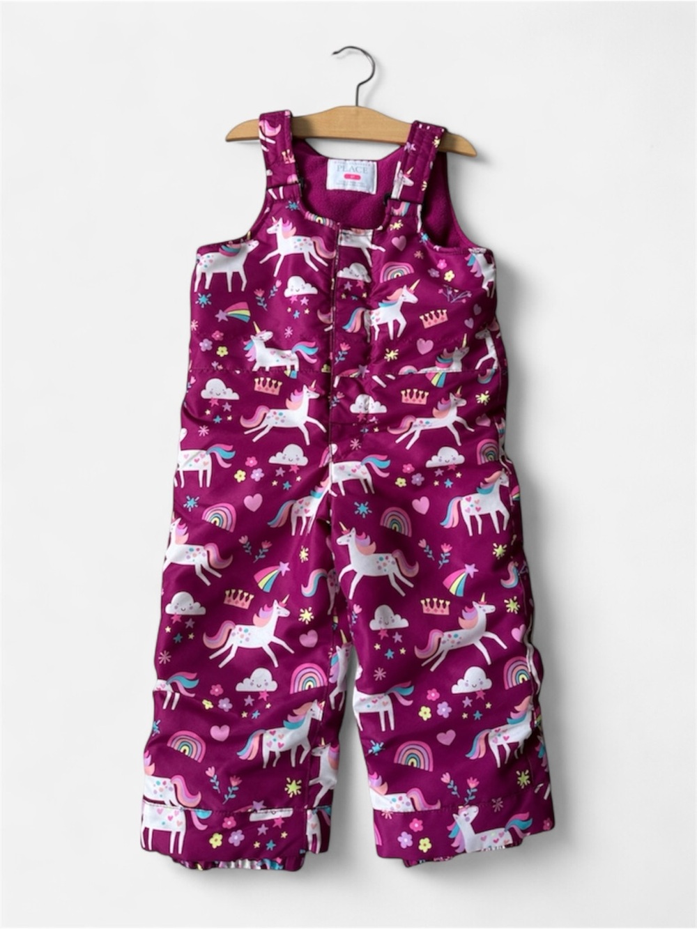 The Children's Place Toddler Girls Unicorn Snow Pants/ Overalls/Bibs - Burgundy
